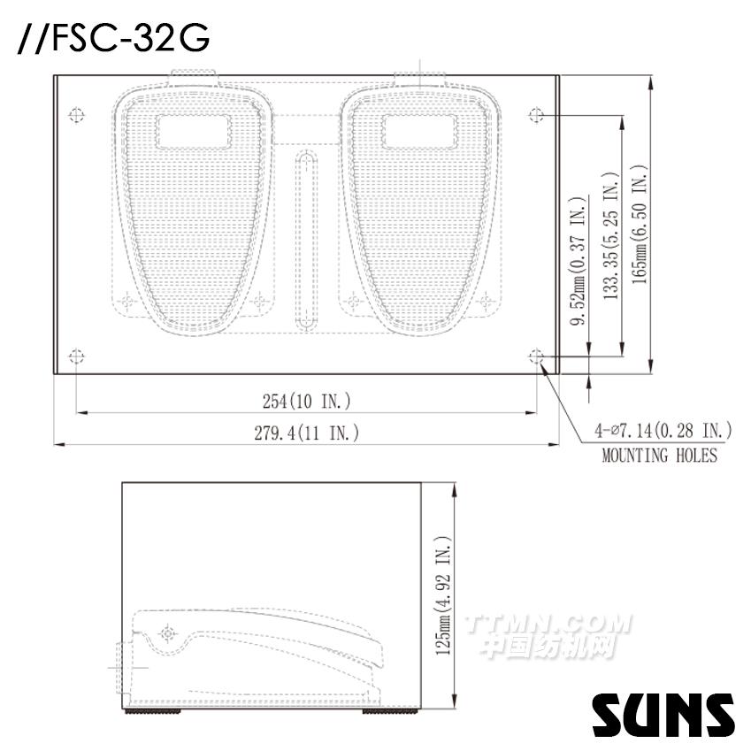SUNS美國三實帶防護(hù)罩腳踏開關(guān)FSC-32G-20雙踏板腳踏開關(guān) 尺寸圖 SUNS美國三實帶防護(hù)罩腳踏開關(guān)FSC-32G-20雙踏板腳踏開關(guān) 尺寸圖